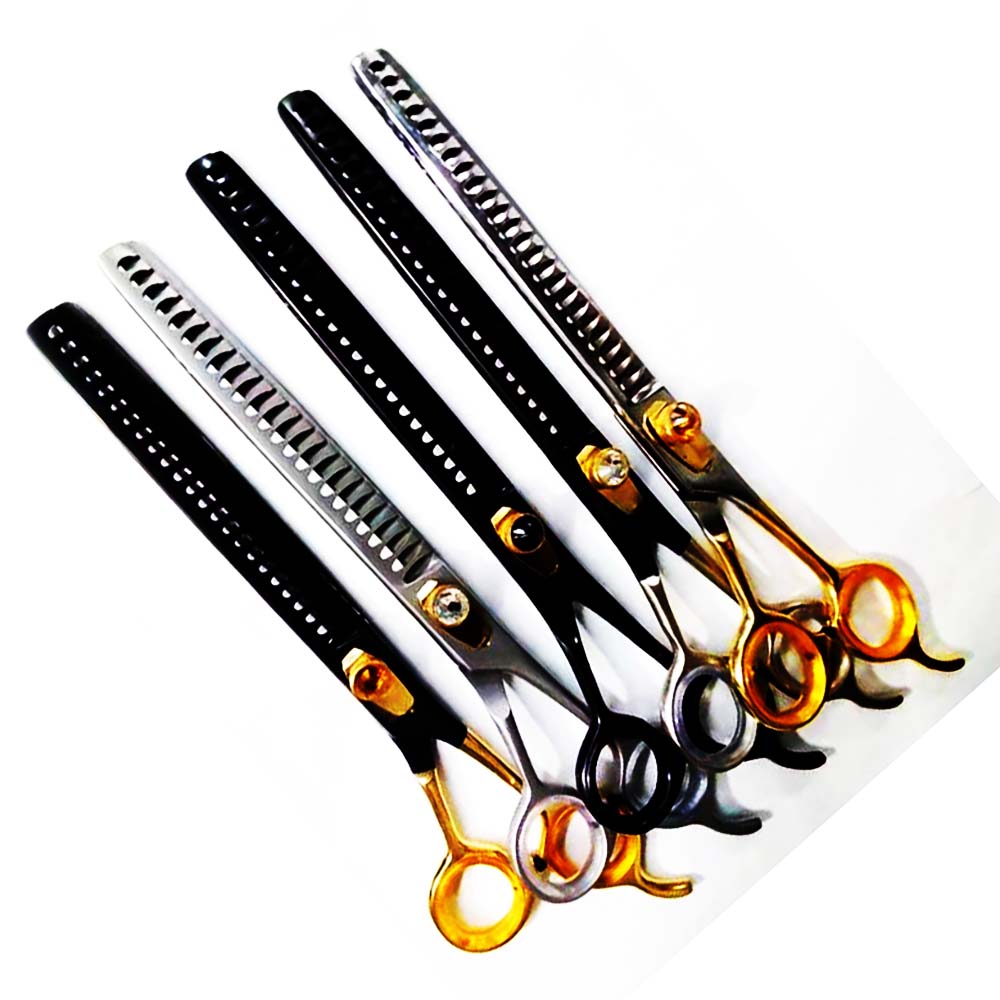 Shark teeth curved dog grooming scissors stainless steel pet thinning shears by ASAP Beauty Pakistan