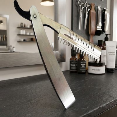 Professional Stainless Steel Razor Comb Hair Thinning Razor Barber Cutting Comb for Salon Hairdressing