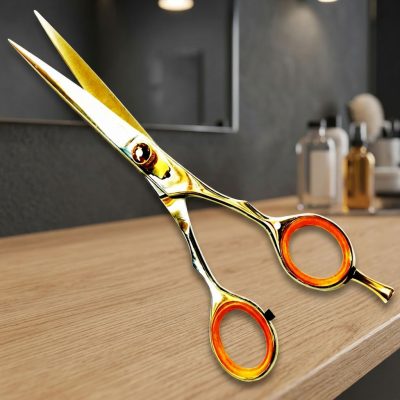 Precision Hair Shears with Anti-Slip Serrated Cutting Edge Professional Salon Barber Scissors Rose Gold Color Coated Stainless Steel Luxury Hair Cutting Shears with Fine Serration