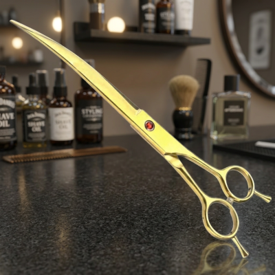 Professional Curved Blade Rose Gold Pet Grooming Scissors Stainless Steel Dog & Cat Hair Trimming Shears