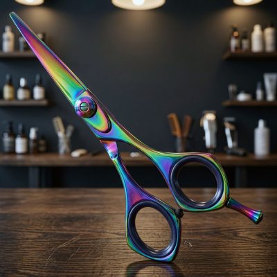 Professional Titanium Multicolor Coated Hair Scissors Kit for Barber and Salon Use