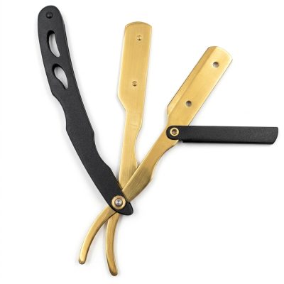 ASAP Professional Half Blade Straight Edge Razor - Gold & Matte Black Stainless Steel Barber Ustra